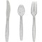 Plastic Silverware Set, Forks, Knives, Spoons (Silver Glitter, 144 Pieces)